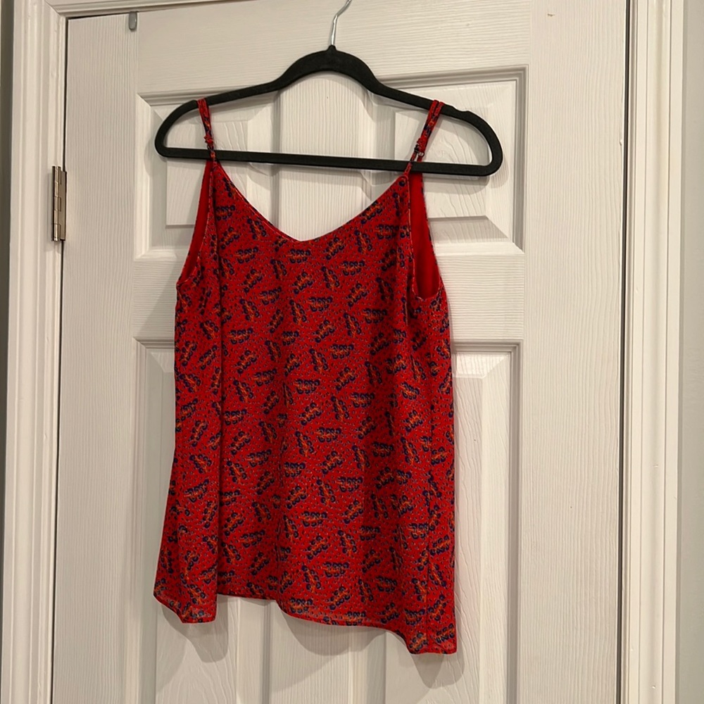 See U Soon red and purple floral tank with adjustable straps